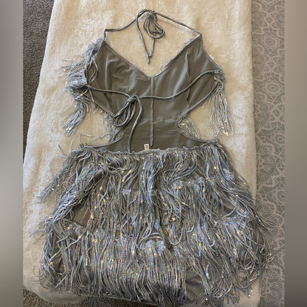 Silver Party dress  (open from the back)